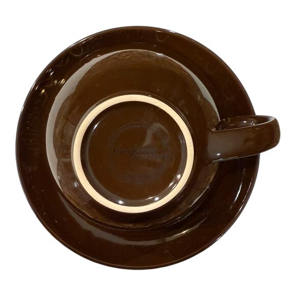 Cafe Godiva Oversized Coffee Cup Mug & Saucer Deep Brown Gold California Pantry - Picture 4 of 10